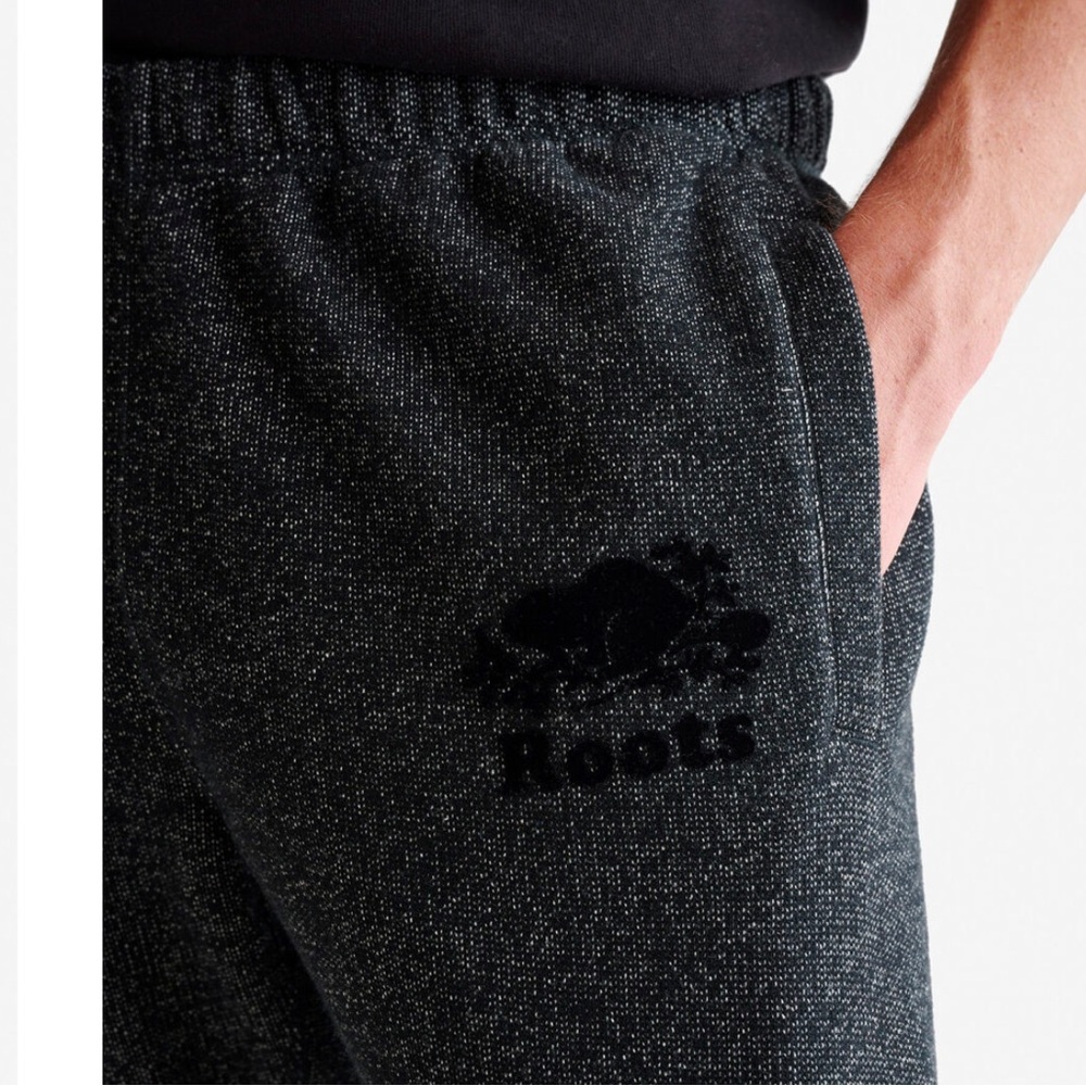 Roots Original Cotton Blend Sweatpant Fleece Pockets Drawcord Logo Soft Unisex L - Picture 4 of 16